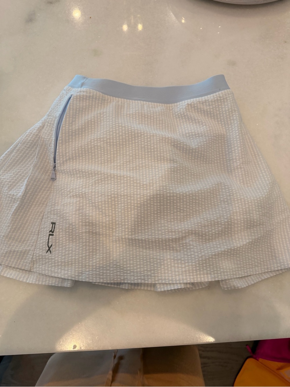 RLX Ralph Lauren White Mini Skort with Light Blue Waistband